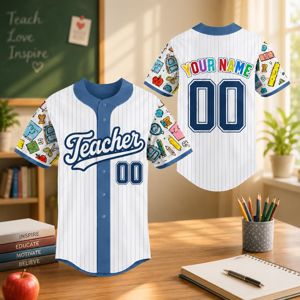 Personalized Teacher Back to School Baseball Tee