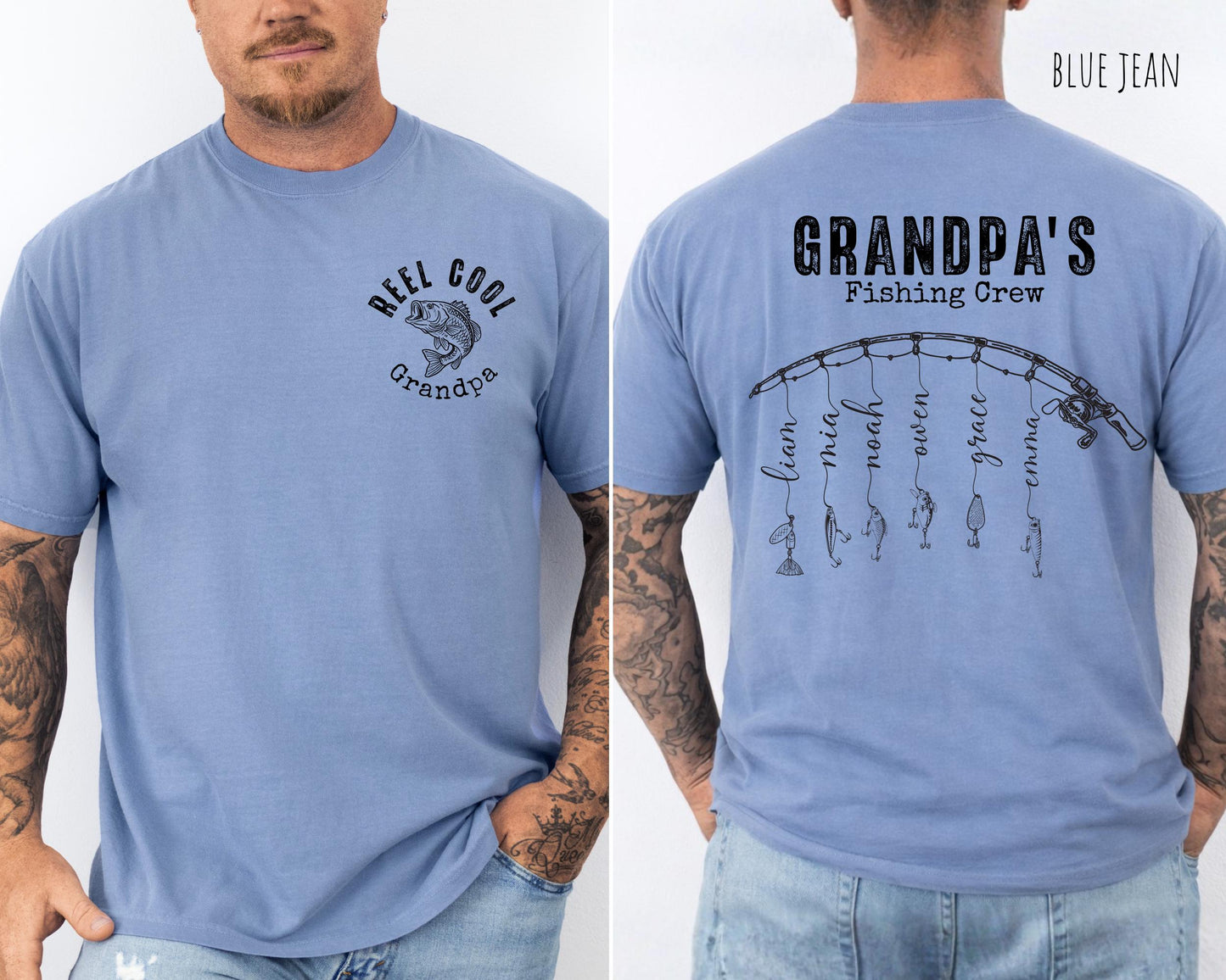 Grandpa Fishing Shirt With Grandkids Names