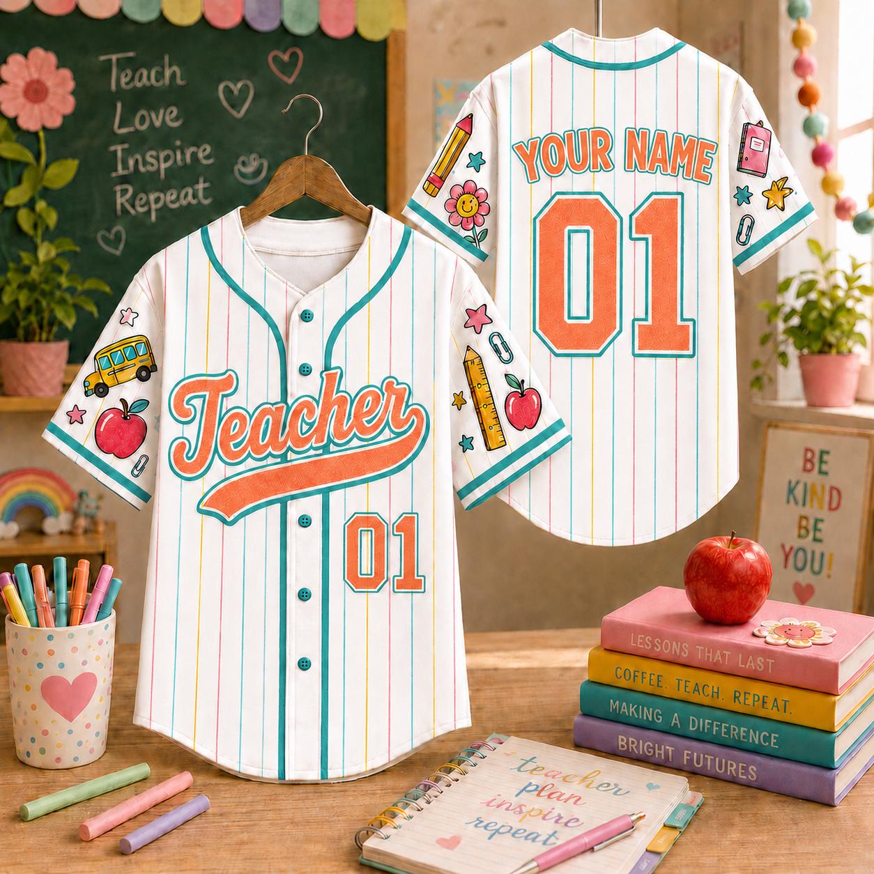 Custom Name Number Teacher  Back To School Shirt