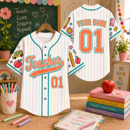 Custom Name Number Teacher  Back To School Shirt