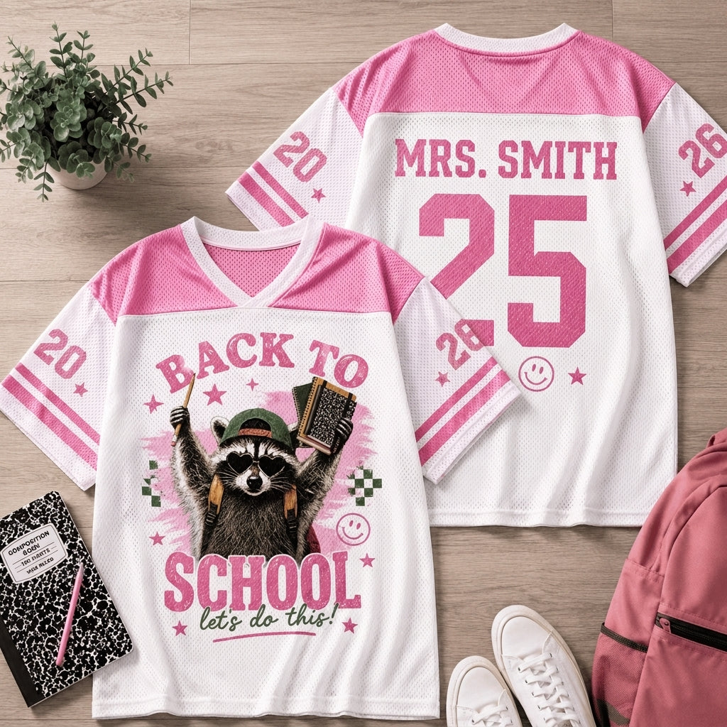 Personalized Raccoon Teacher Jersey | Custom Name & Number Shirt