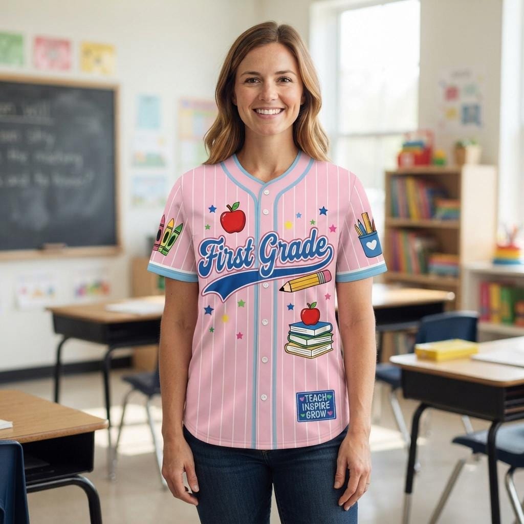 Personalized School Baseball Shirt with Name Elementary Teacher Gift