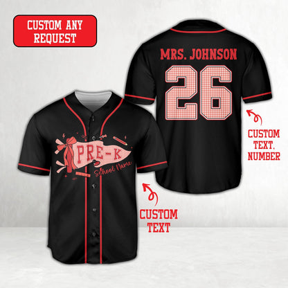 Personalized  School Staff Jersey Kindergarten Pre-K Grade Level Baseball Jersey