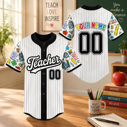 Personalized Teacher Back to School Baseball Tee