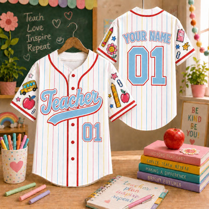 Custom Name Number Teacher  Back To School Shirt