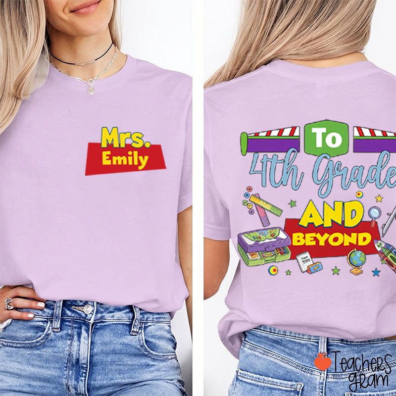 Personalized Name And Grade Teacher Story Beyond Teacher Two-Sided T-Shirt