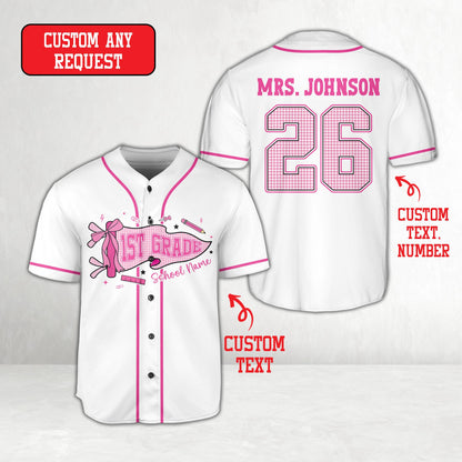 Personalized  School Staff Jersey Kindergarten Pre-K Grade Level Baseball Jersey