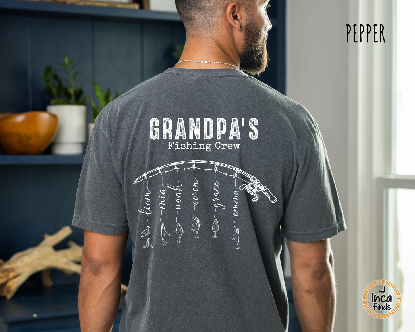 Grandpa Fishing Shirt With Grandkids Names