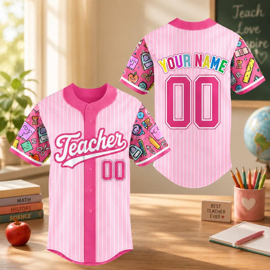 Personalized Teacher Back to School Baseball Tee