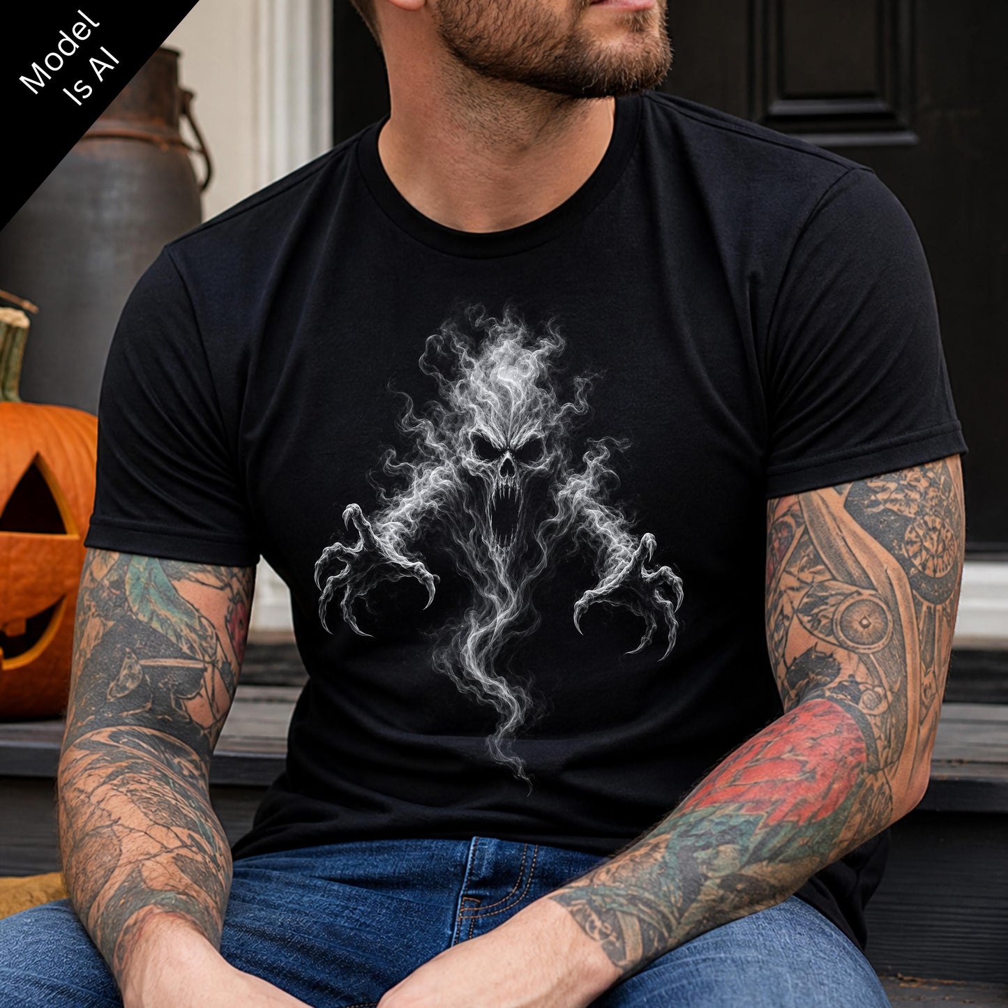 Smoke Skull Ghost PNG Screaming Reaper Shirt