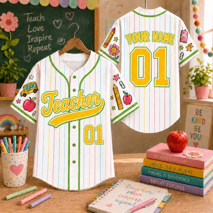 Custom Name Number Teacher  Back To School Shirt