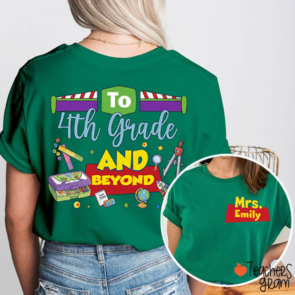 Personalized Name And Grade Teacher Story Beyond Teacher Two-Sided T-Shirt