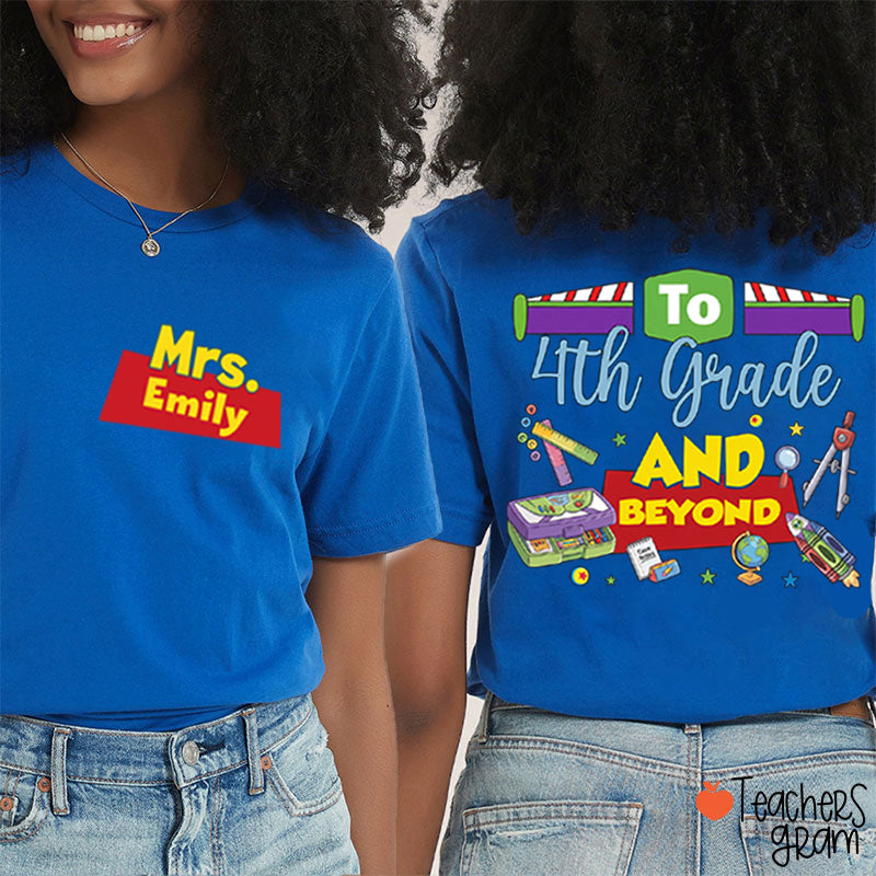 Personalized Name And Grade Teacher Story Beyond Teacher Two-Sided T-Shirt
