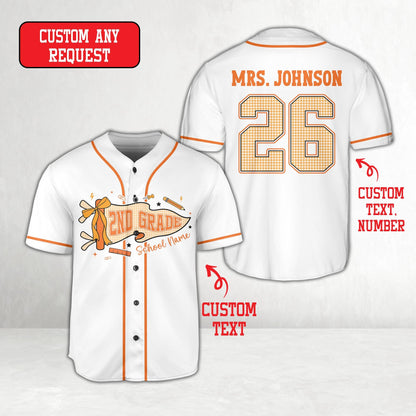 Personalized  School Staff Jersey Kindergarten Pre-K Grade Level Baseball Jersey
