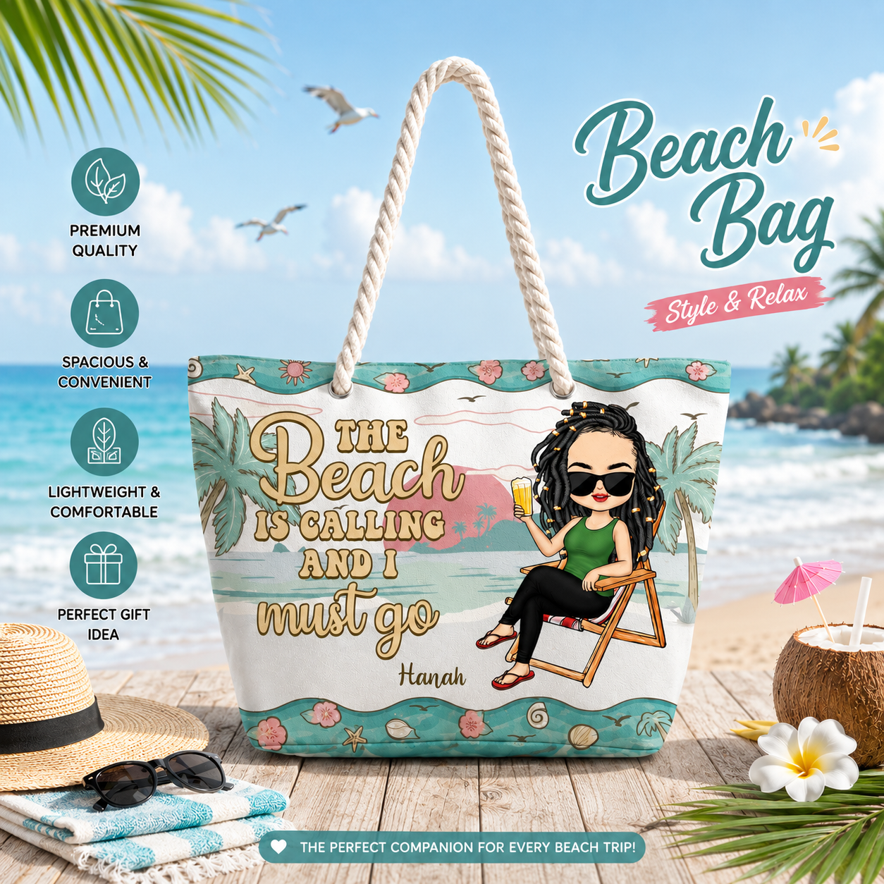 Just A Girl Who Loves Beaches - Personalized Beach Bag