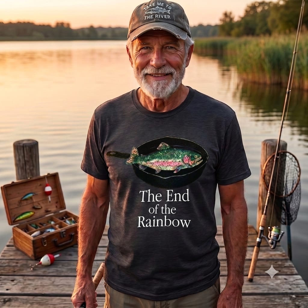 The End of the Rainbow Trout Fishing T Shirt | Funny Fisherman Gift Tee