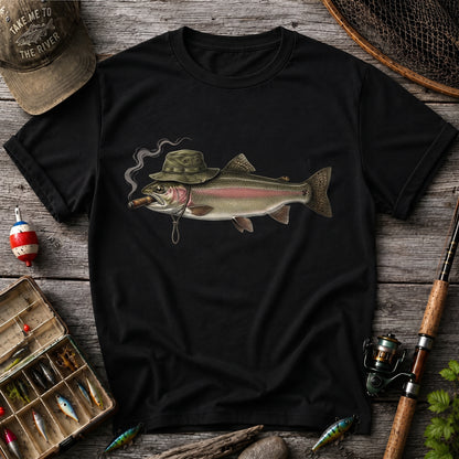 Vintage Smoking Hat Angler Fishing Shirt