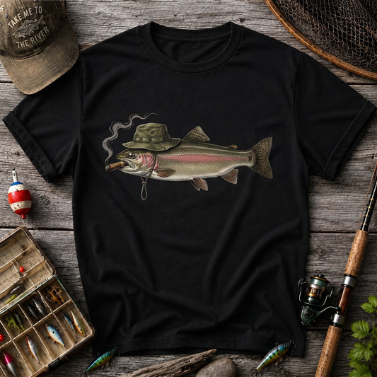 Vintage Smoking Hat Angler Fishing Shirt