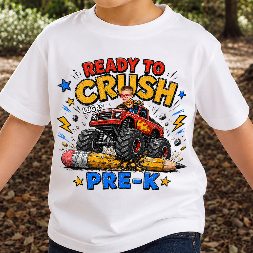 Back to School Personalized Monster Truck Shirt, Custom photo