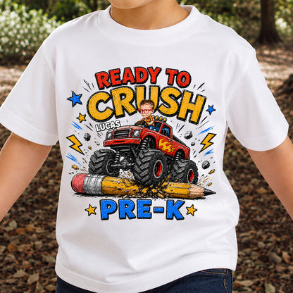 Back to School Personalized Monster Truck Shirt, Custom photo