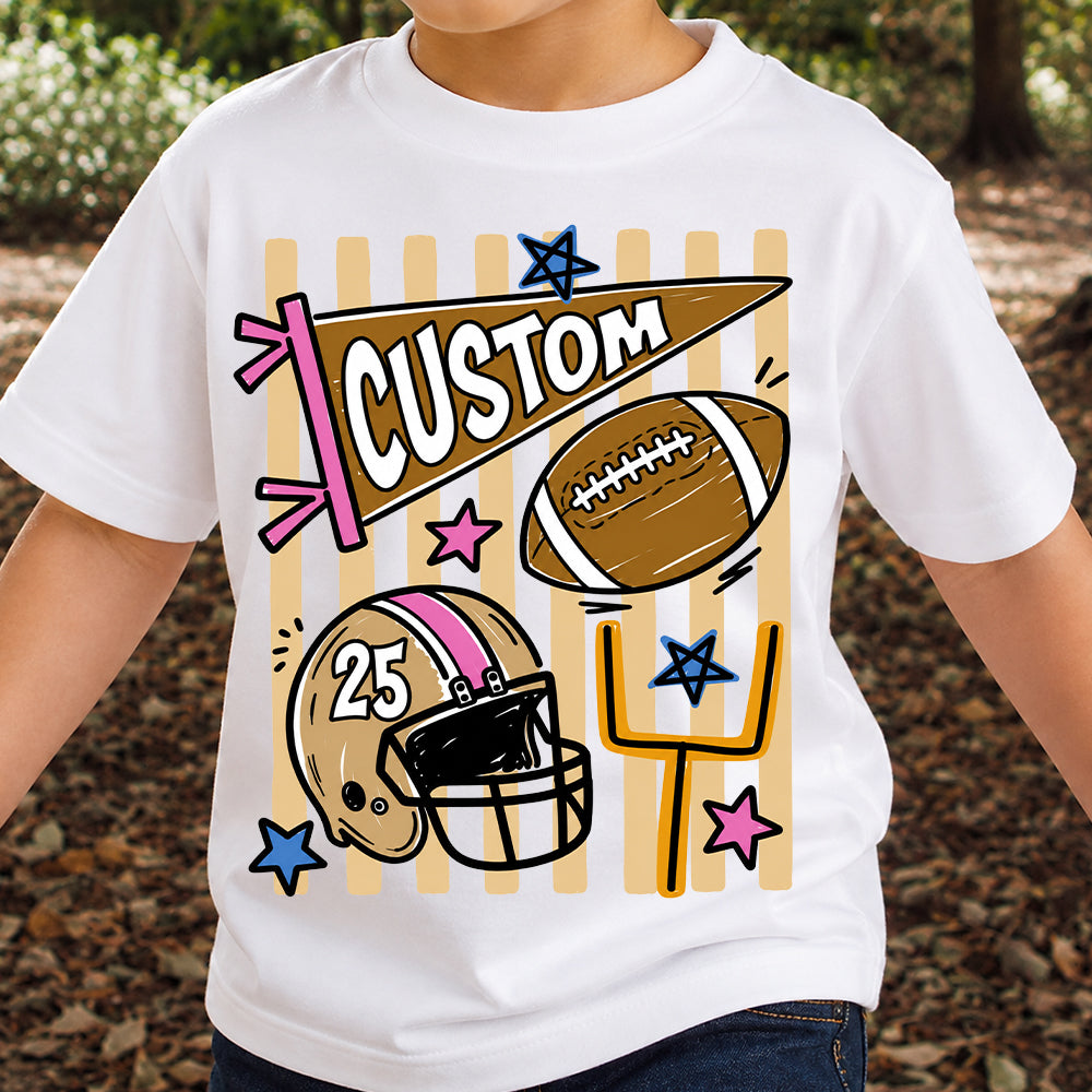 Personalized Custom Football T-Shirt for Kids, Custom Name & Number Youth Football Shirt