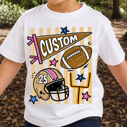 Personalized Custom Football T-Shirt for Kids, Custom Name & Number Youth Football Shirt