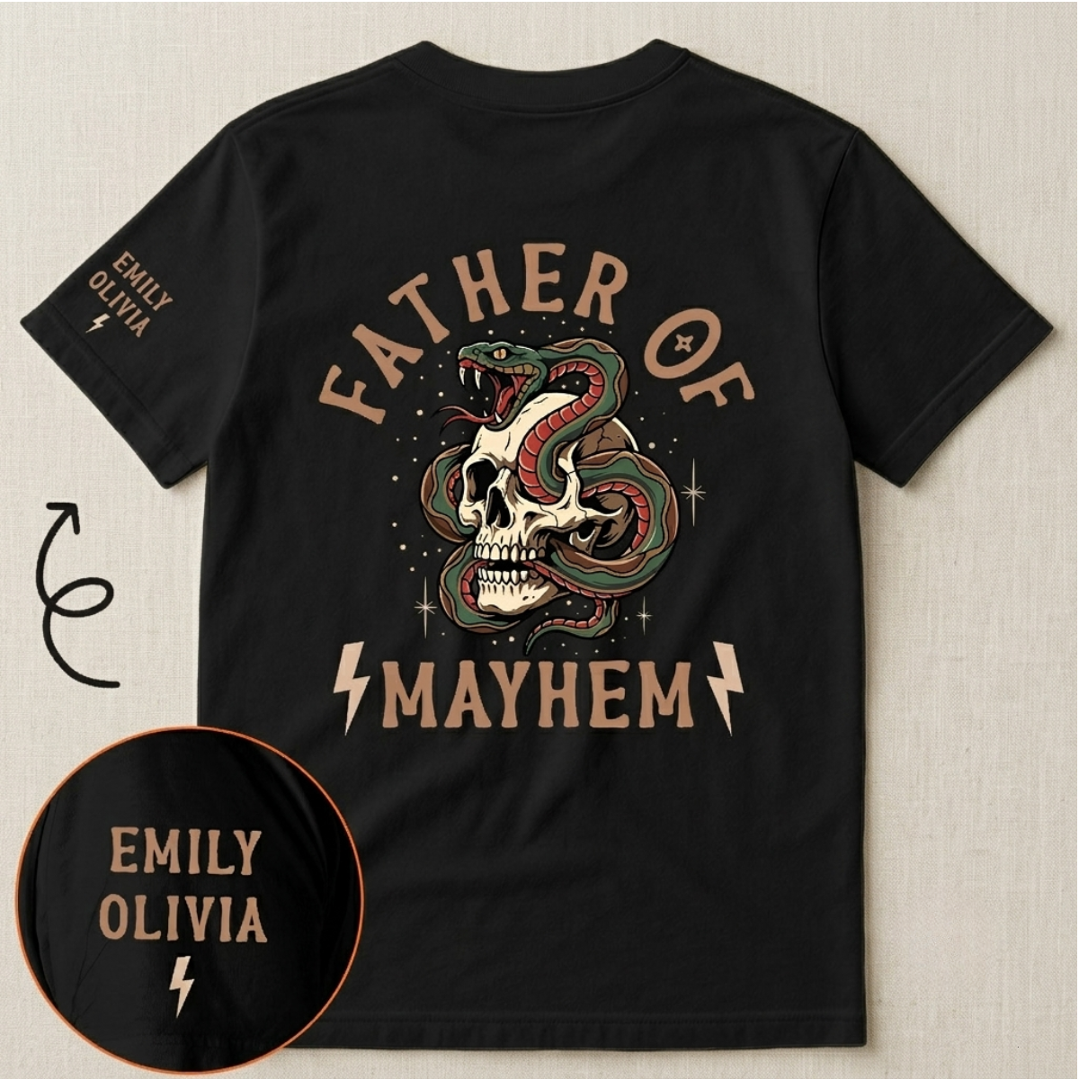Personalized Father Of Mayhem Shirt, Custom Skeleton Dad Tee