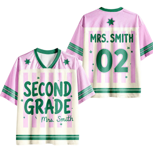 Personalized Teacher Jersey, Back to School Shirt, Custom Name & Grade Teacher Tee