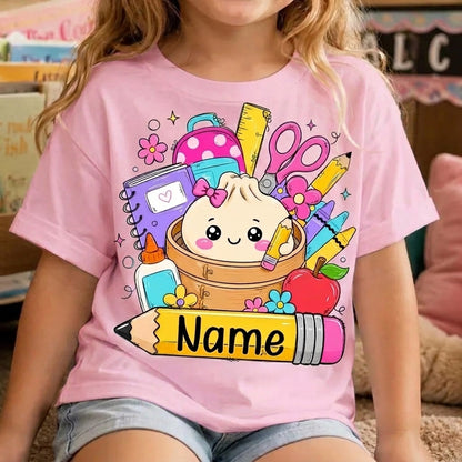 Personalized Cute Dumpling Back to School Shirt – Custom Teacher & Student School Supplies T-Shirt