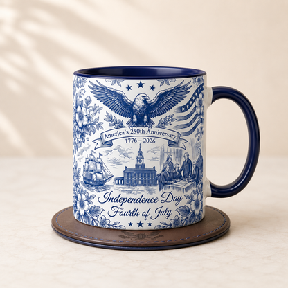 America 250th Anniversary Mug, Independence Day Fourth of July Mug, 1776 2026 Patriotic Eagle Coffee Cup