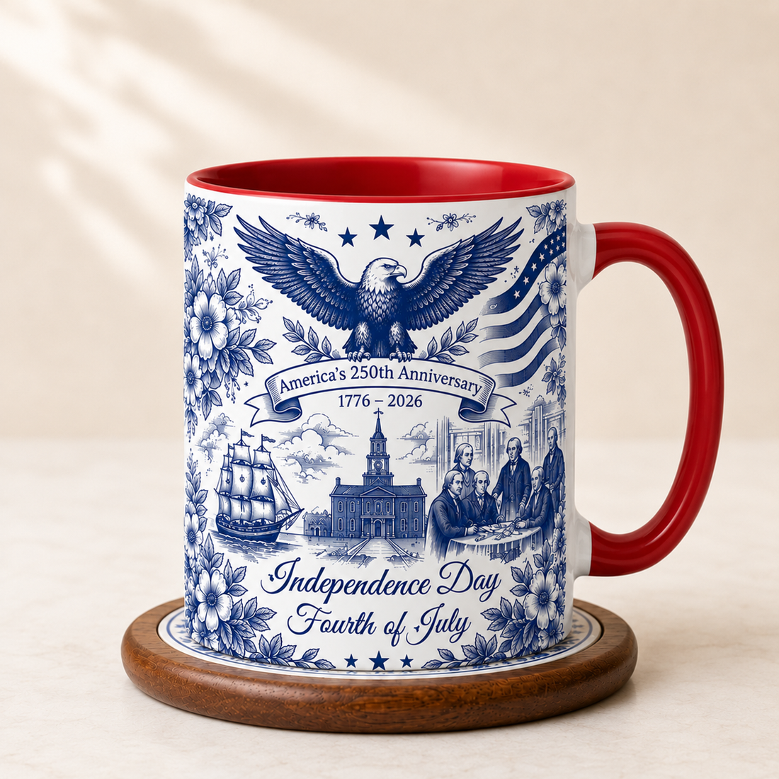 America 250th Anniversary Mug, Independence Day Fourth of July Mug, 1776 2026 Patriotic Eagle Coffee Cup
