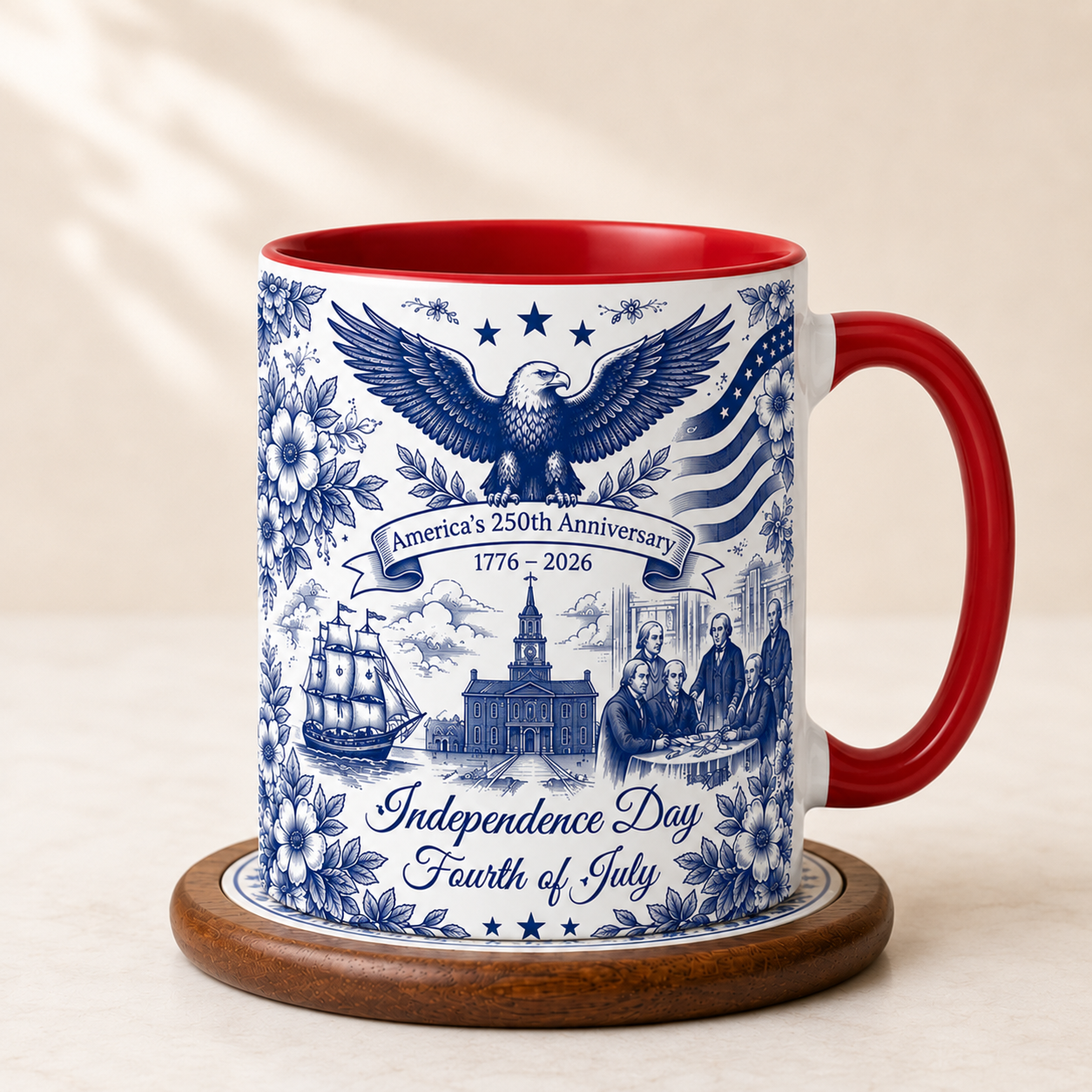 America 250th Anniversary Mug, Independence Day Fourth of July Mug, 1776 2026 Patriotic Eagle Coffee Cup