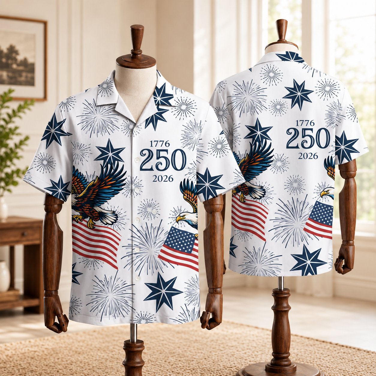 We the People 1776-2026 Stars and Stripes USA 250th Anniversary,4th of July Aloha Shirt Gift