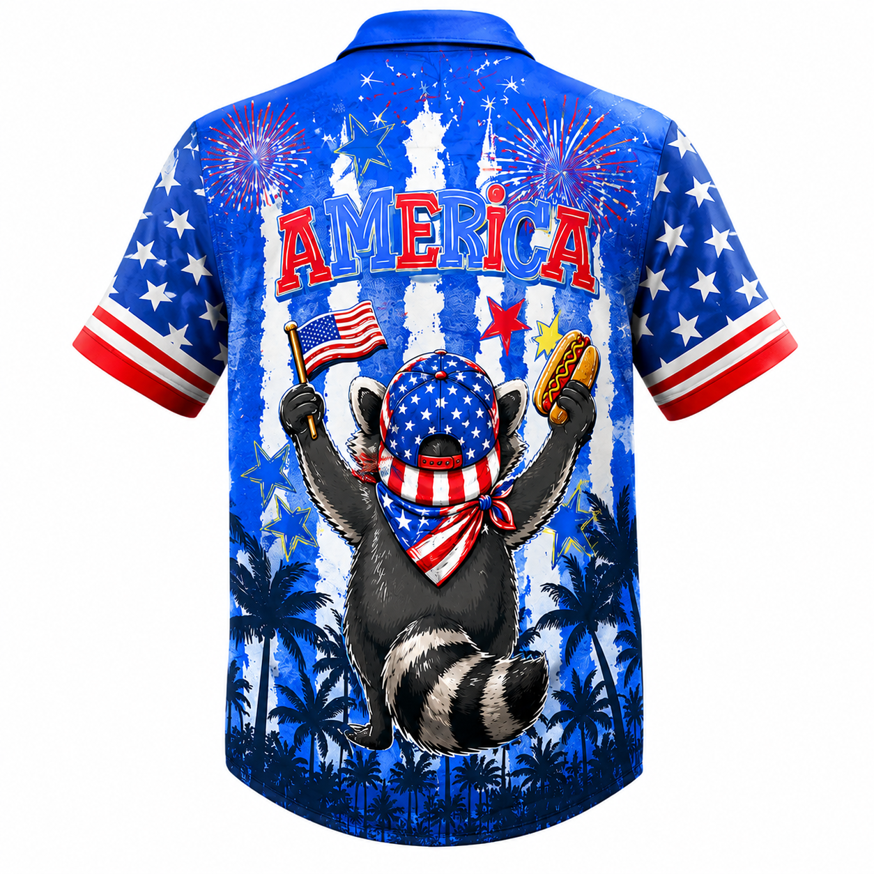 USA Raccoon Hawaiian Shirt, Patriotic 4th of July Aloha Shirt