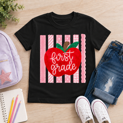 Apple First Day of School Tee, Back to School Grade Shirt for Girls Grade Kids Shirt