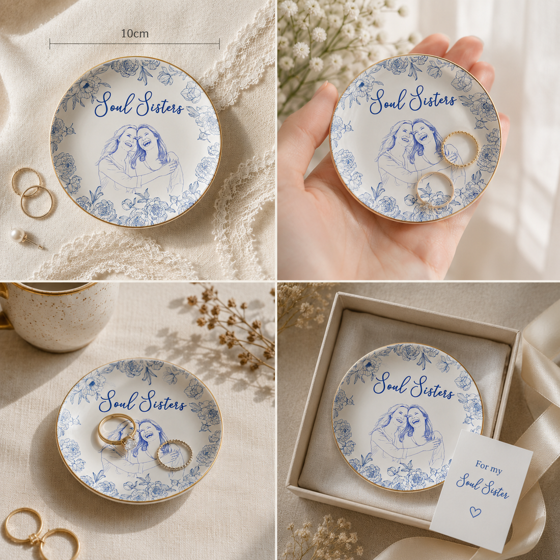 Customized Photo Ring Dish Gift For Friends, Soul Sisters - Personalized Photo Jewelry Dish