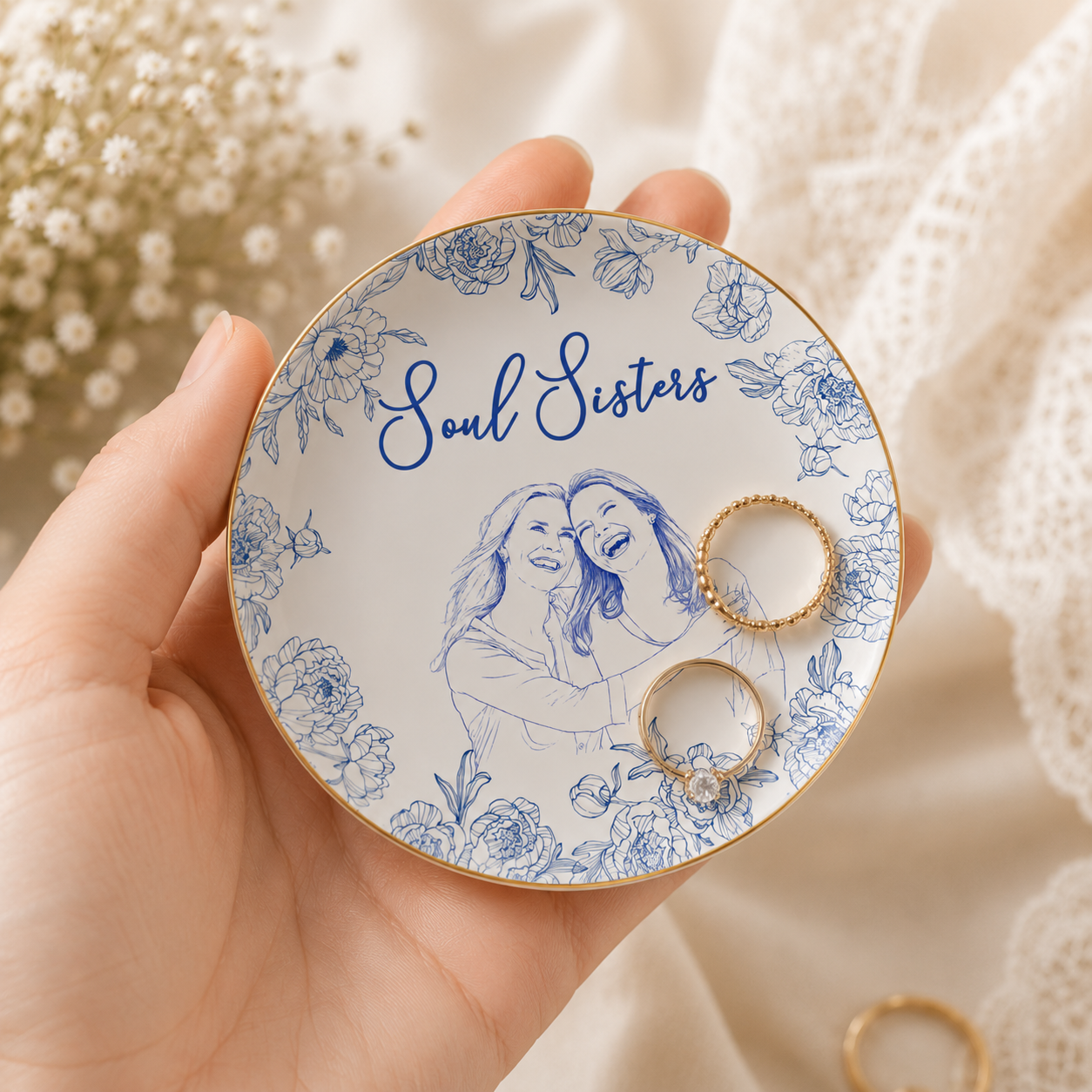 Customized Photo Ring Dish Gift For Friends, Soul Sisters - Personalized Photo Jewelry Dish