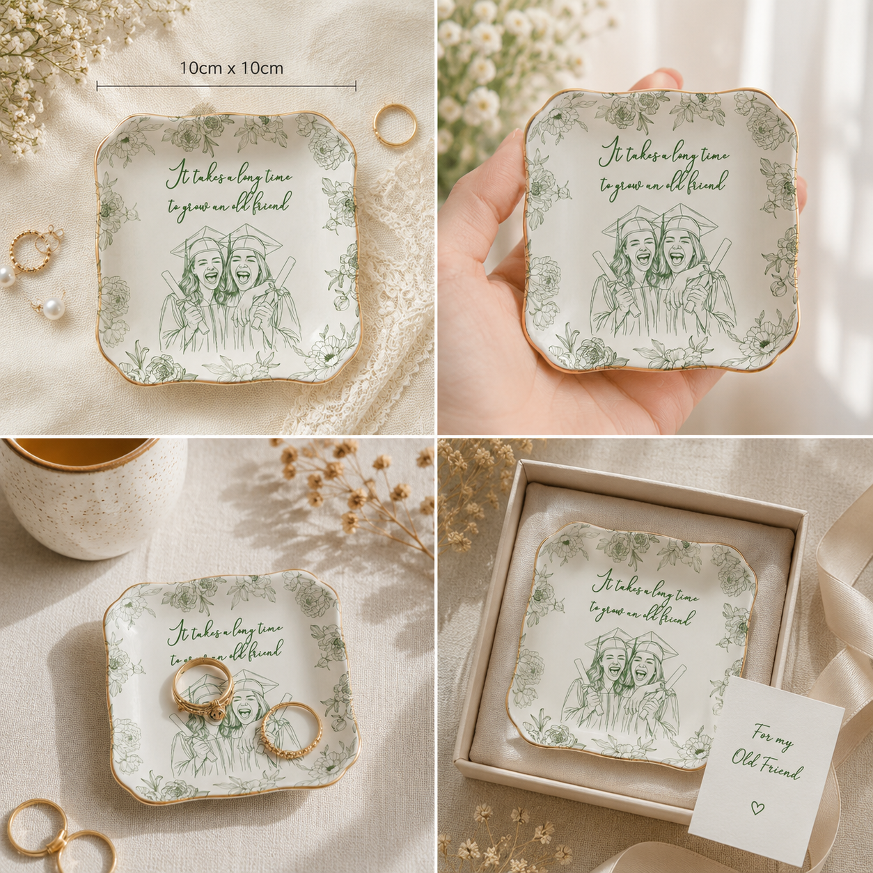 Customized Photo Ring Dish Gift For Friends, Soul Sisters - Personalized Photo Jewelry Dish