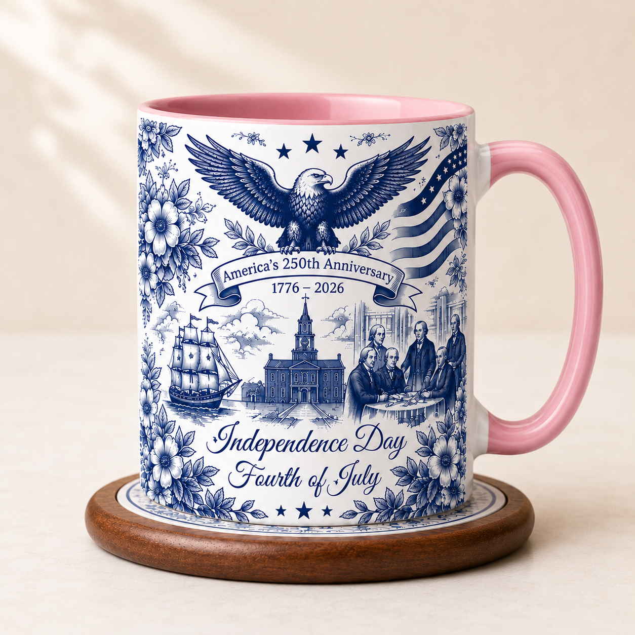 America 250th Anniversary Mug, Independence Day Fourth of July Mug, 1776 2026 Patriotic Eagle Coffee Cup