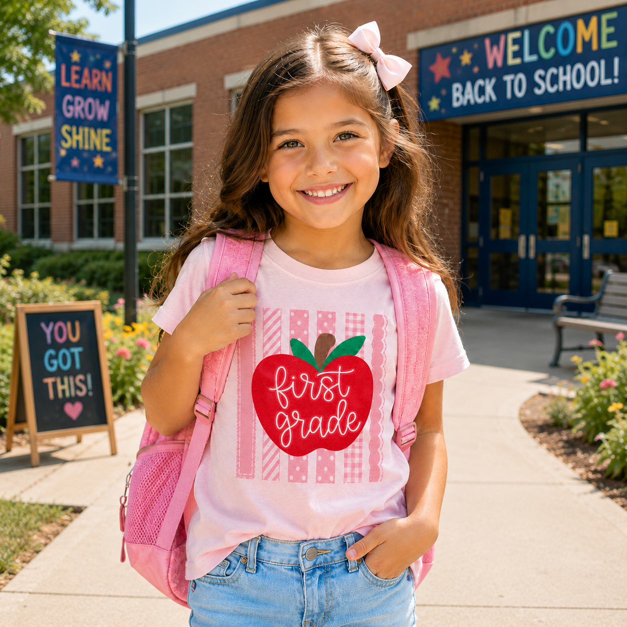 Apple First Day of School Tee, Back to School Grade Shirt for Girls Grade Kids Shirt