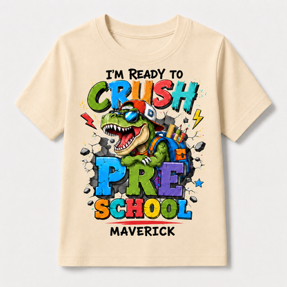 Ready to Crush Pre-K Boy Shirt, First Day of School Tee
