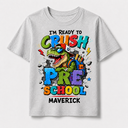 Ready to Crush Pre-K Boy Shirt, First Day of School Tee
