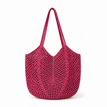 Personalized Crochet Beach Tote Bag, Custom Name Handmade Cotton Tote, Lightweight Summer Travel Bag