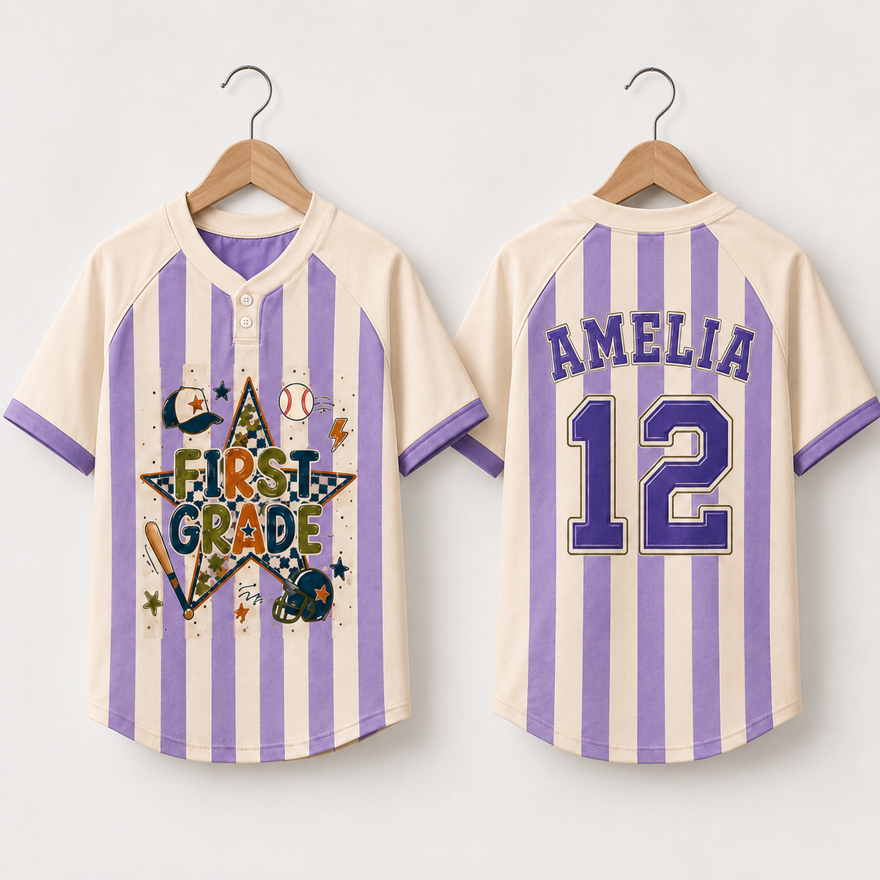 Boys Grade Baseball Jersey, Kids Sports School Outfit, Youth Student Gift