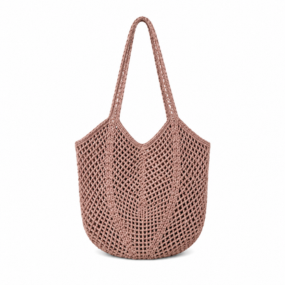 Personalized Crochet Beach Tote Bag, Custom Name Handmade Cotton Tote, Lightweight Summer Travel Bag