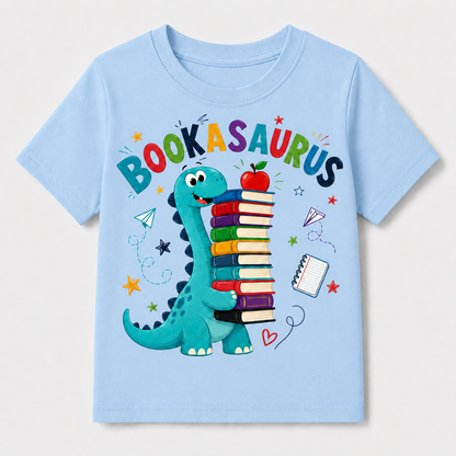 Funny Bookasaurus Back to School Shirt for Kids