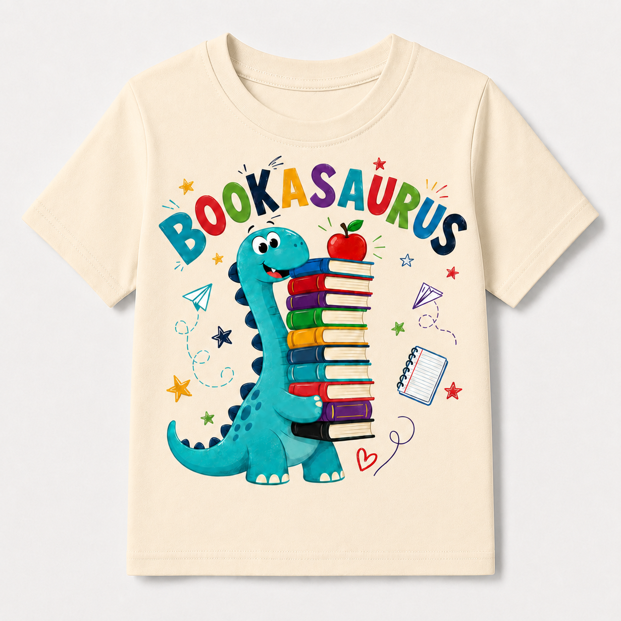 Funny Bookasaurus Back to School Shirt for Kids