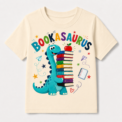Funny Bookasaurus Back to School Shirt for Kids
