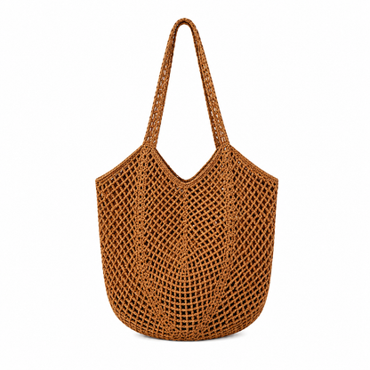 Personalized Crochet Beach Tote Bag, Custom Name Handmade Cotton Tote, Lightweight Summer Travel Bag
