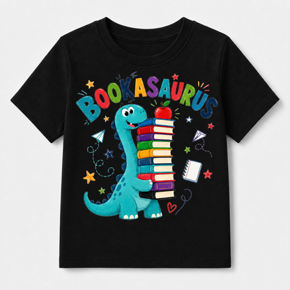 Funny Bookasaurus Back to School Shirt for Kids